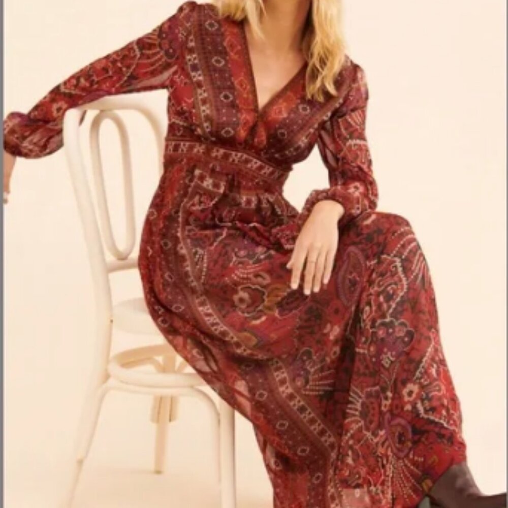 Ranna Gill Anthropologie Red Maxi Dress (Minor Flaw)